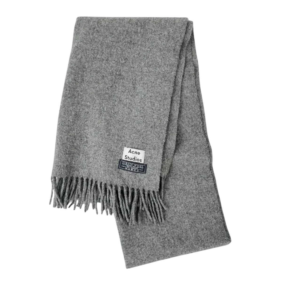 Acne Studios Cozy Gray Logo Patch Scarf