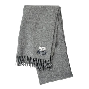 Acne Studios Cozy Gray Logo Patch Scarf