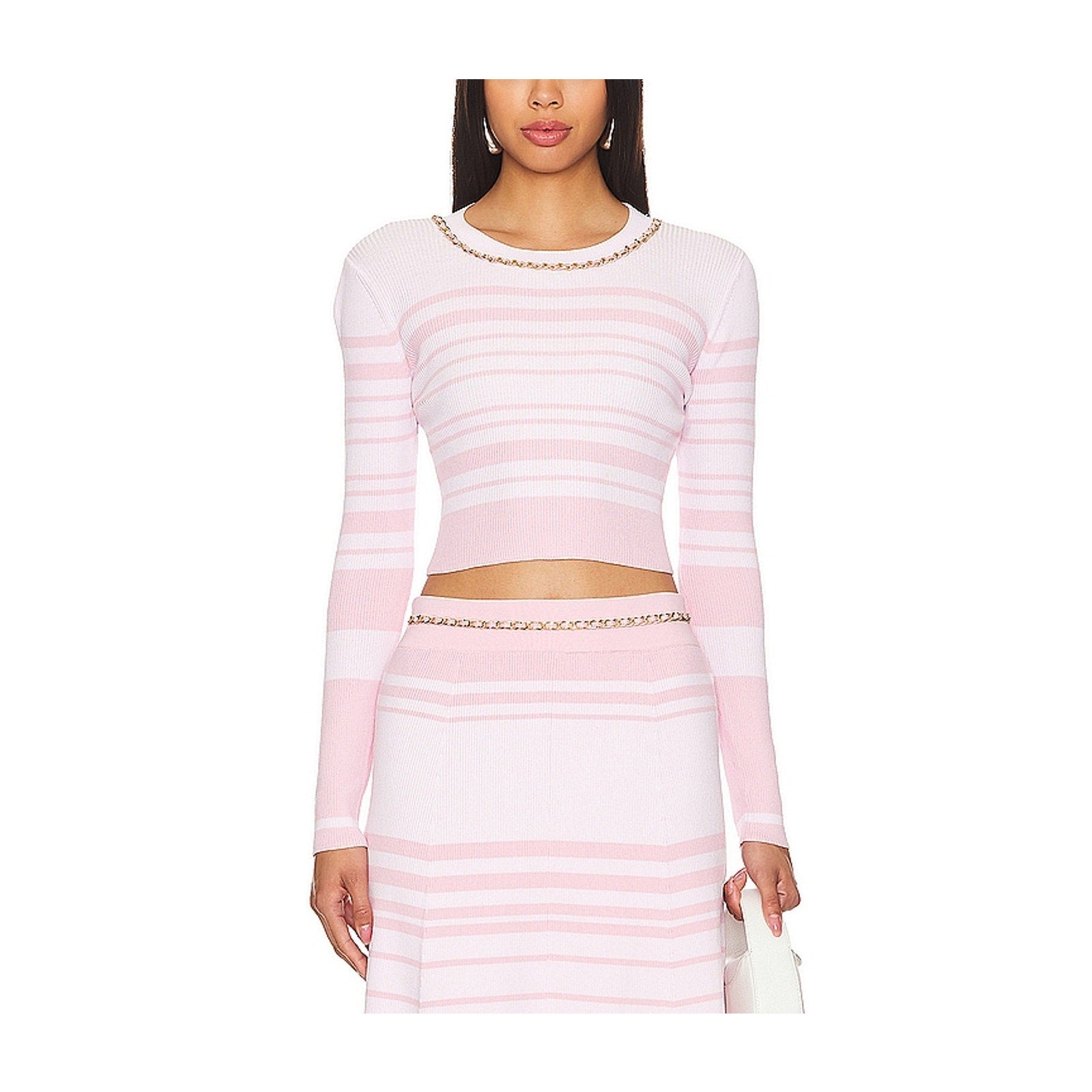 Generation Love 'Yesi' Pink With Gold Neckline Hardware Sweater Size XS - NWT