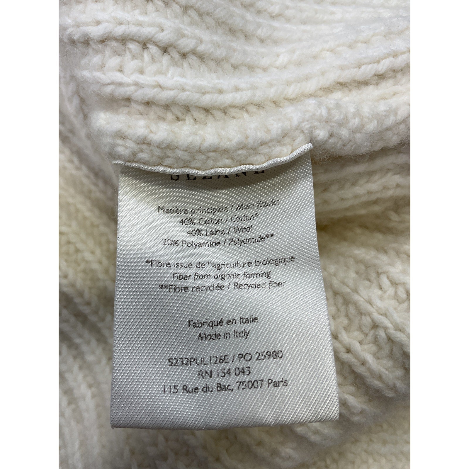 Sézane 'Emilia' White Cotton Jumper Size XS