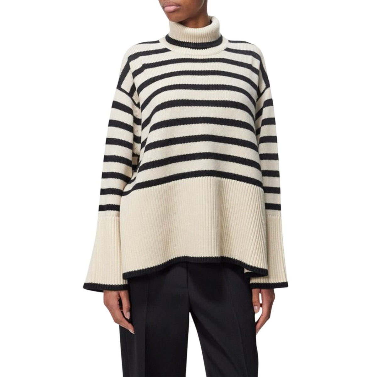 Toteme Chunky Multicolor Signature Stripe Size XXS Wool Blend Sweater