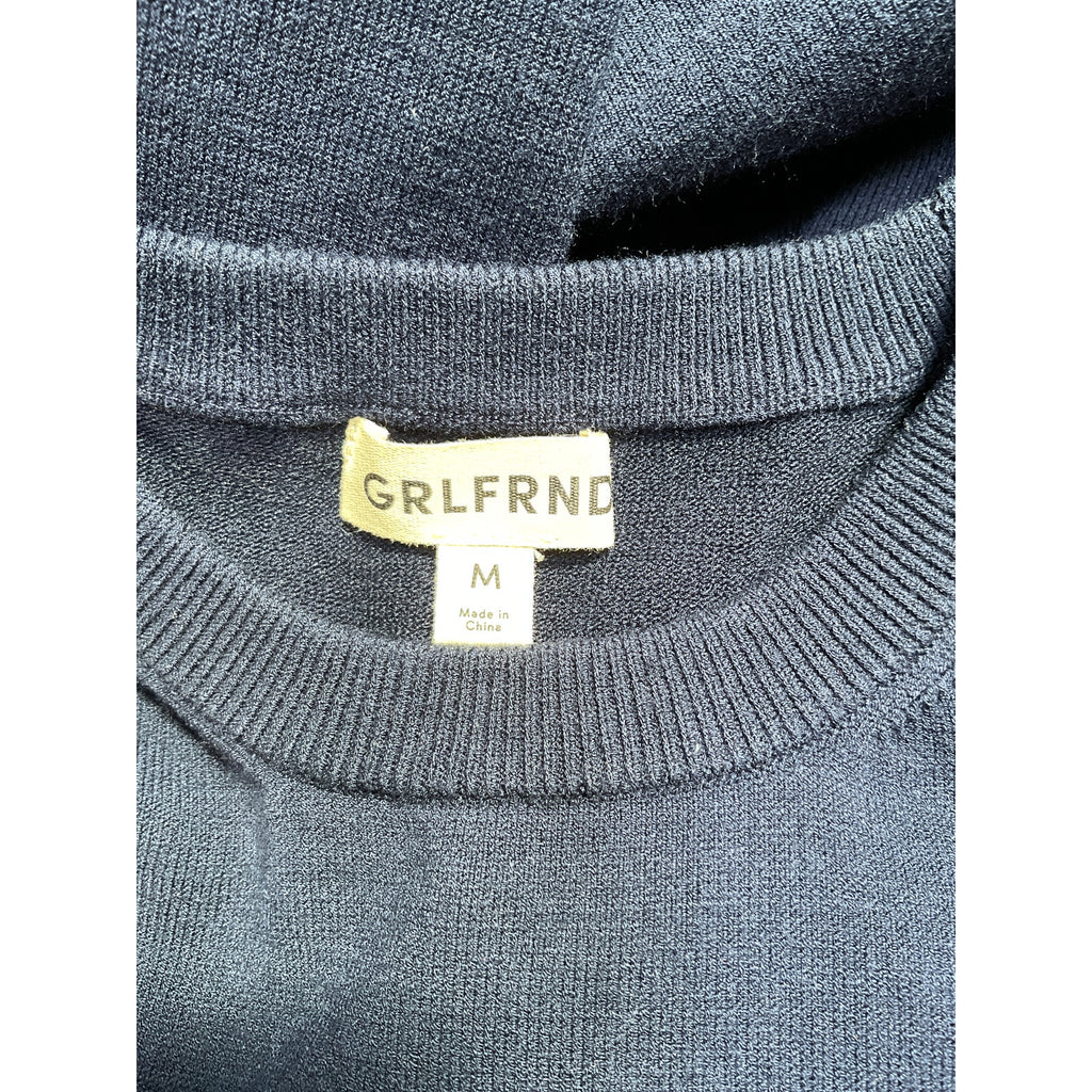 Grlfrnd 'Florrie' Navy Viscose Knit Maxi Dress Size M