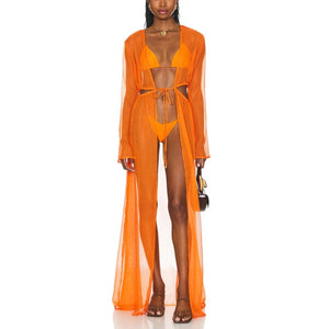 Bananhot Sheer Orange Scarlett Dress Size M / L