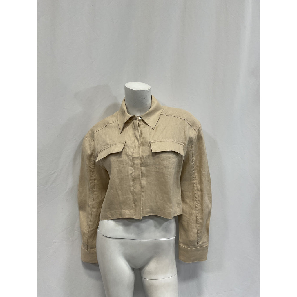 L'Academie 'Josefin' Beige Linen Blouse Size XS