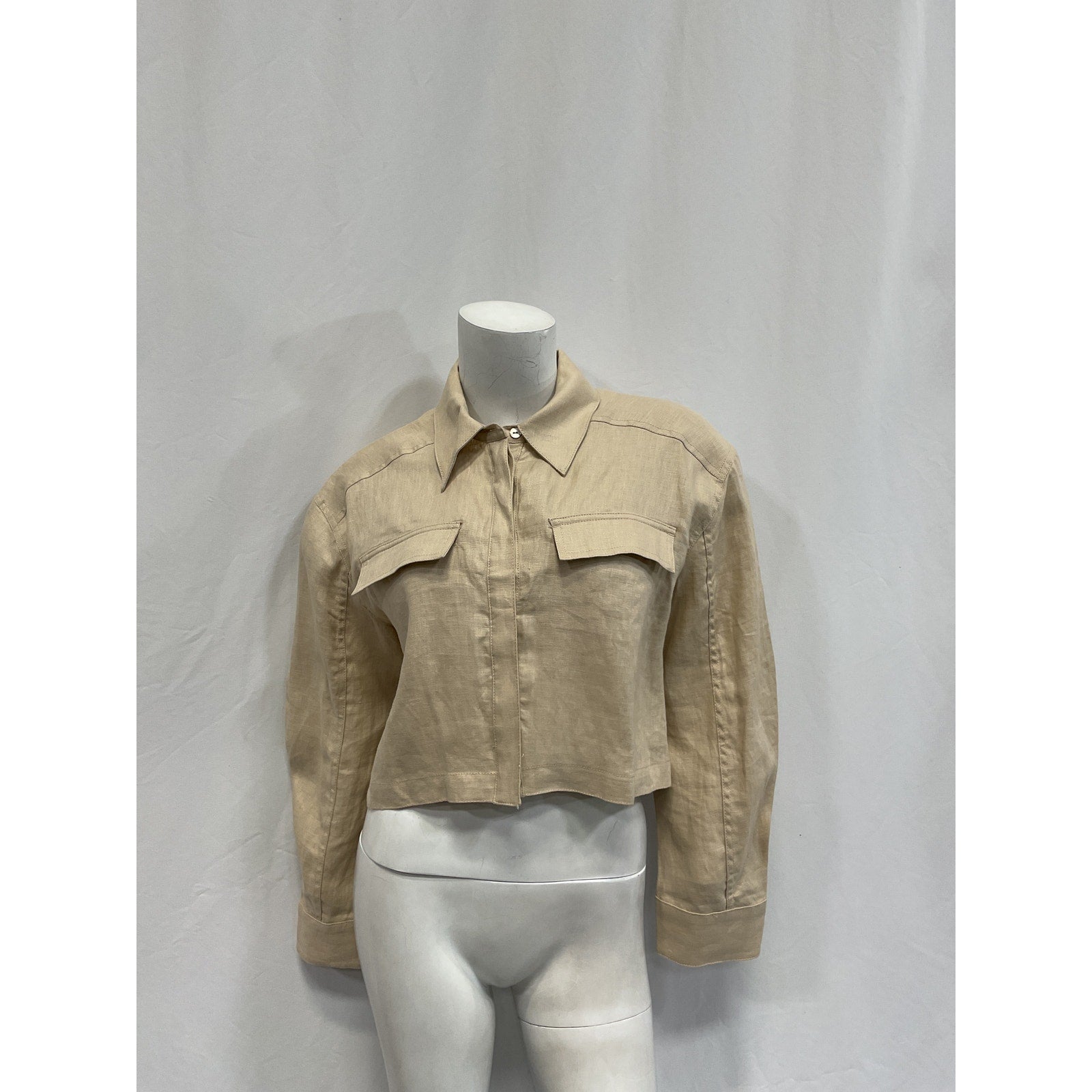 L'Academie 'Josefin' Beige Linen Blouse Size XS