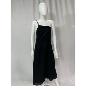Faithfull The Brand 'Soko' Black One Shoulder Linen Midi Dress Size M