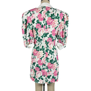 Rowen Rose Floral Light Pink And Pink Roses Sable Polo Mini Dress Size FR 36 / US 4