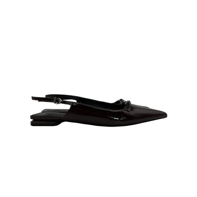 Schutz 'Violetta' Brown Leather Sculpt Flats Size 8.5B