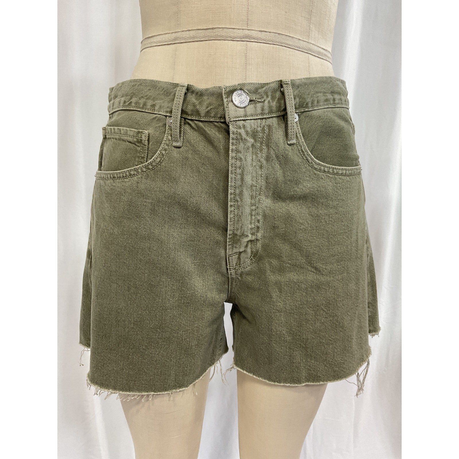 Frame 'Le' Green Super High Waist Denim Shorts Size 27