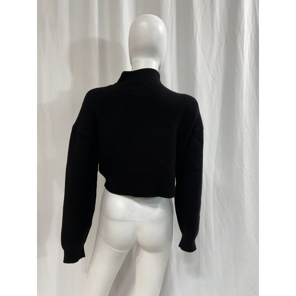 Ser.O.Ya 'Donna' Black Mid Cropped Sweater Size M