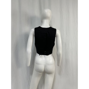 Reformation 'Sofia' Black Linen Cropped Linen Vest Size 4