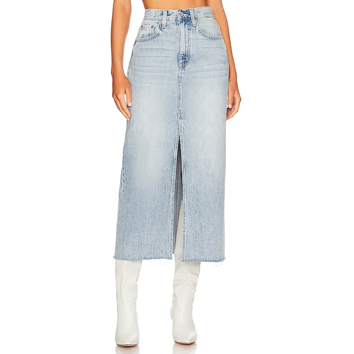Pistola 'Alice' Blue Cotton High Rise Midi Skirt Size 28