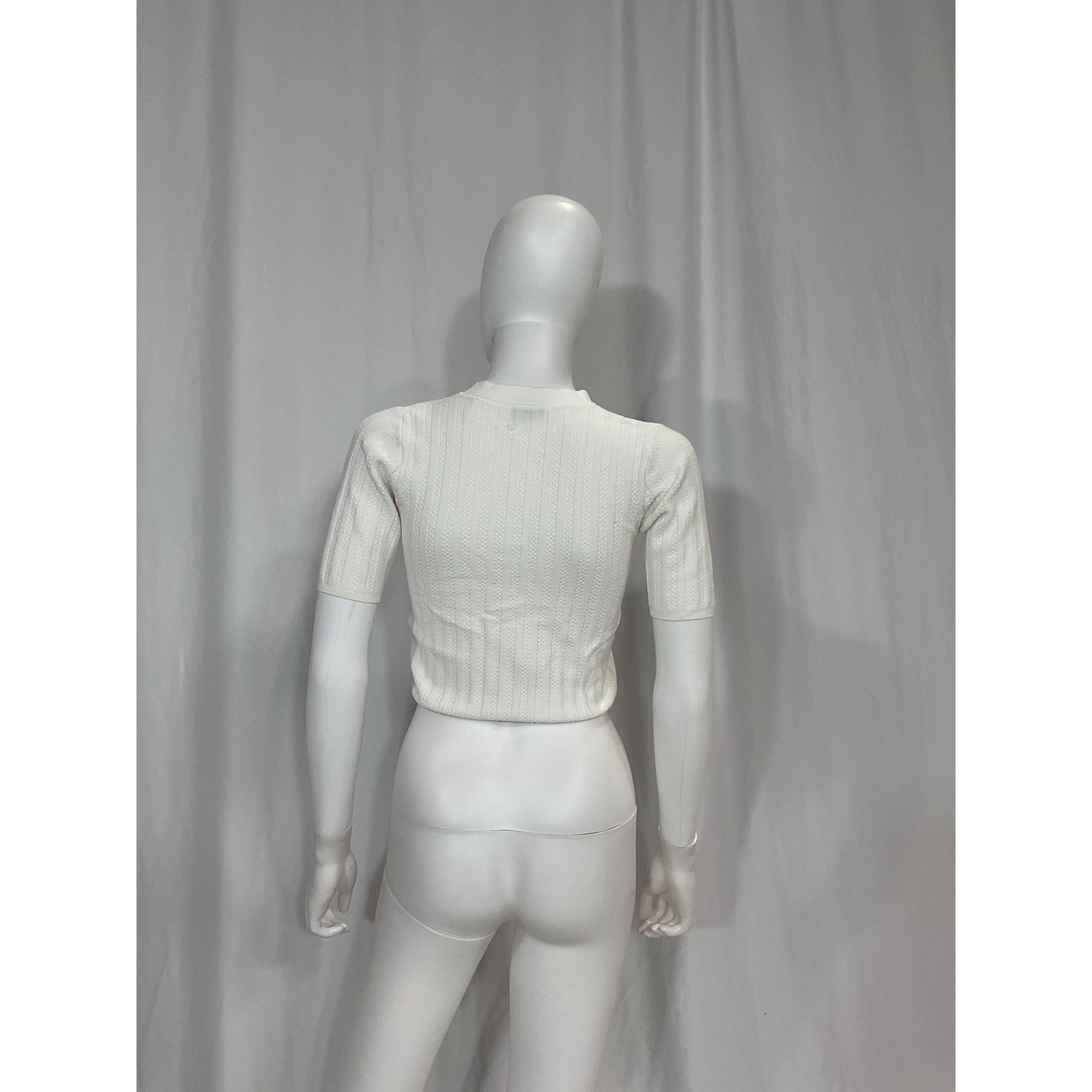 Sandro 'Nolan' White Cropped Rib Knit Sweater Size XS