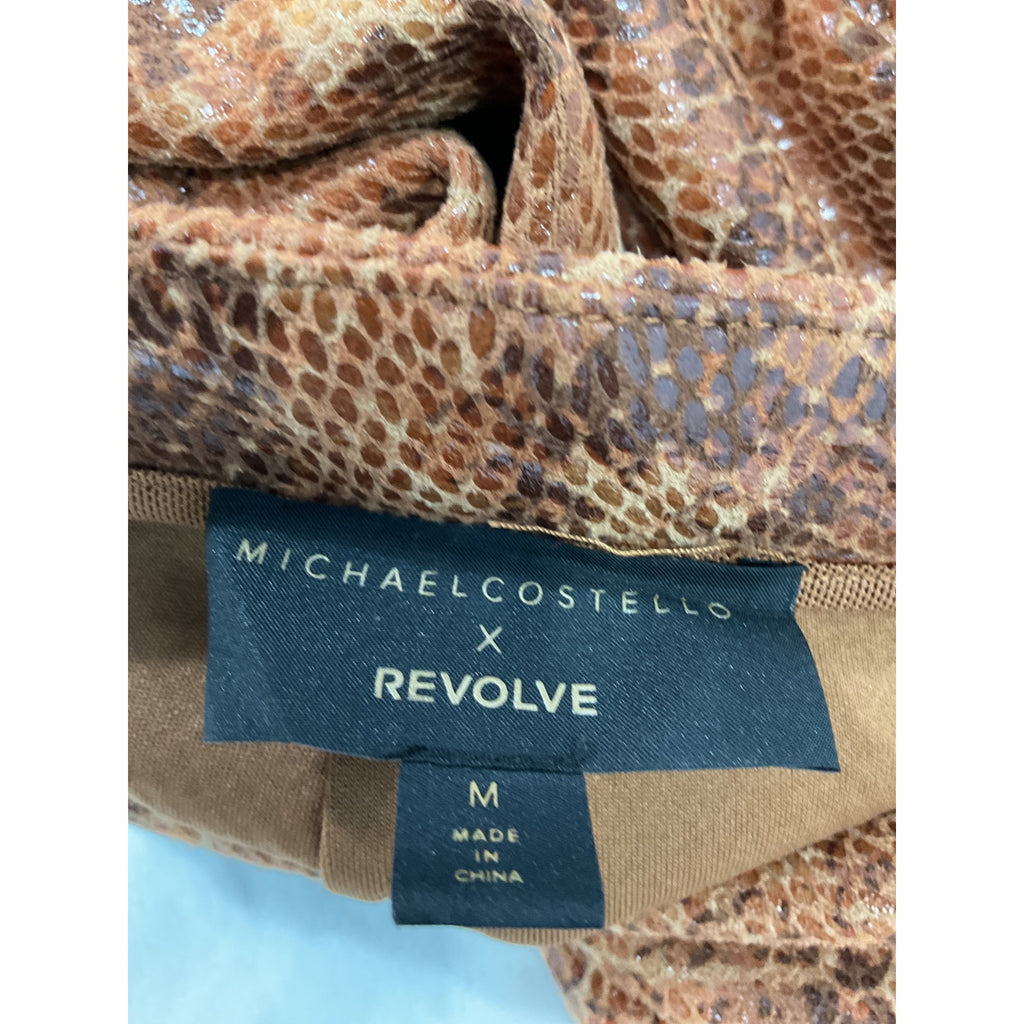 Michael Costello 'Lexington' Tan Snakeskin Embossed Faux Leather Pant Size M