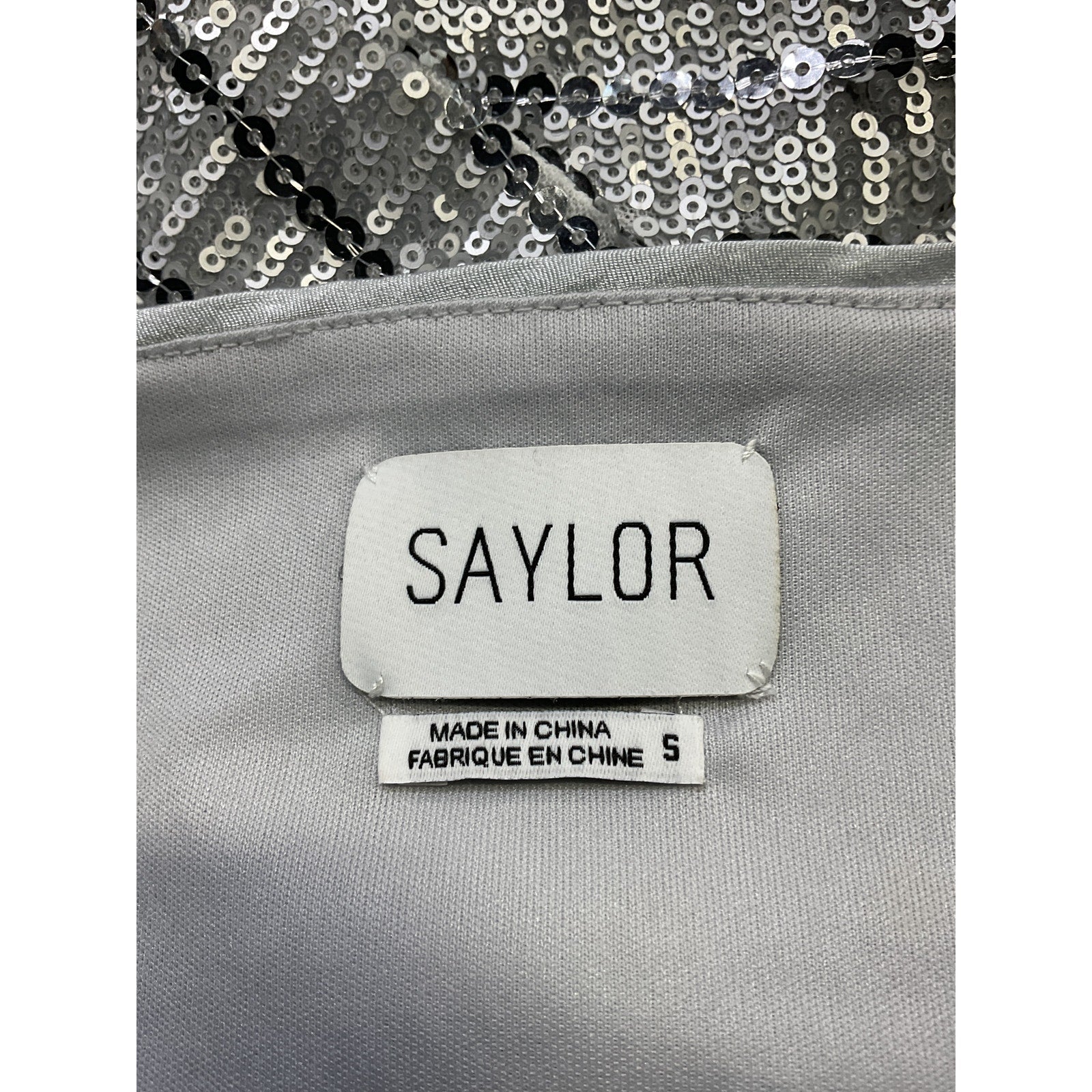 Saylor 'Persephone' Silver Sequin Embellished Top & Mini Skirt Set Size S