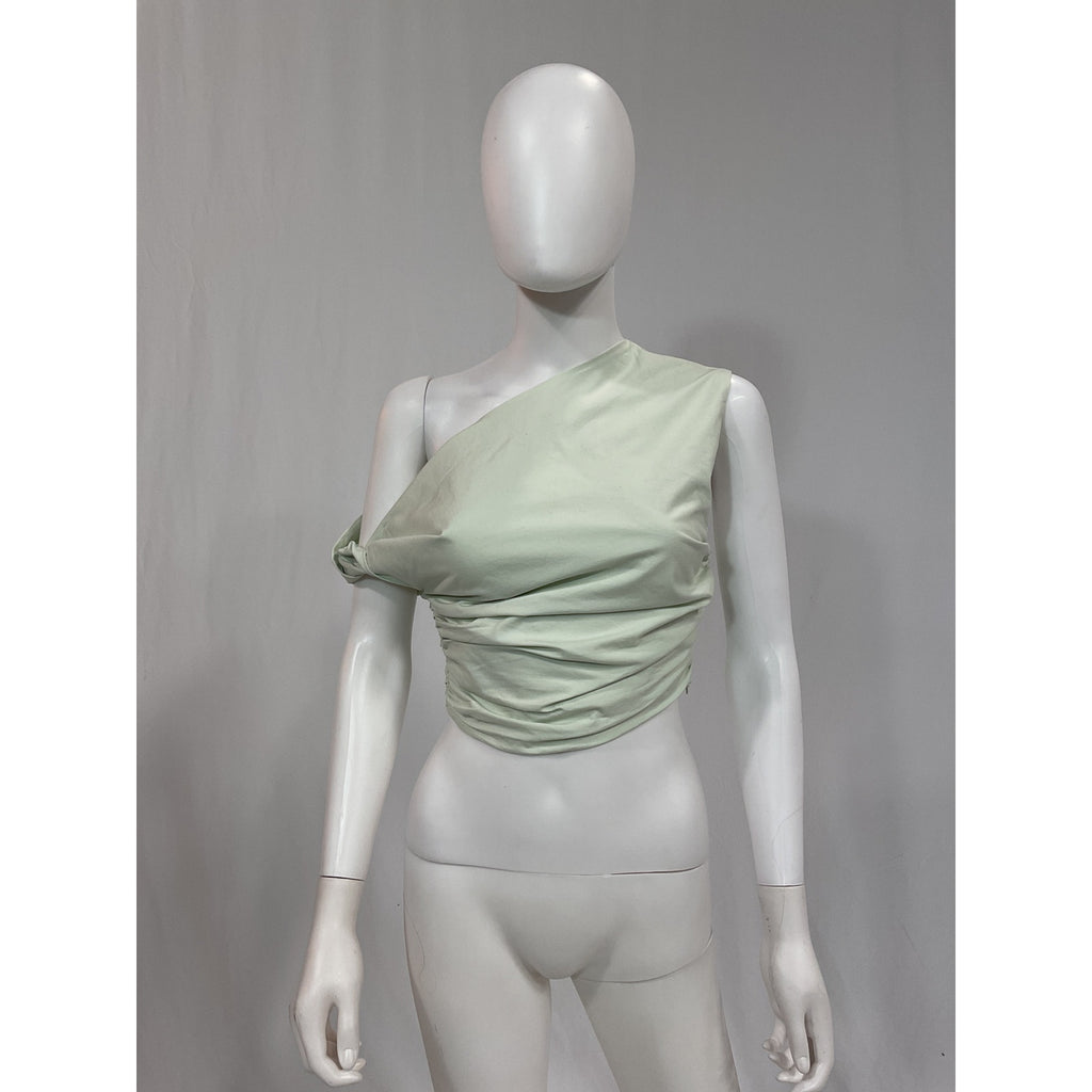 L'Academie 'Triomphe' Green Cotton Poplin Top Size XS
