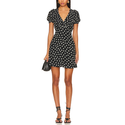 Faithfull The Brand 'Albertina' Black Crepe Mini Dress Size M