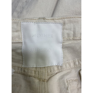 Mother Distressed Cream Down Low Spinner Heel Denim Jeans Size 26