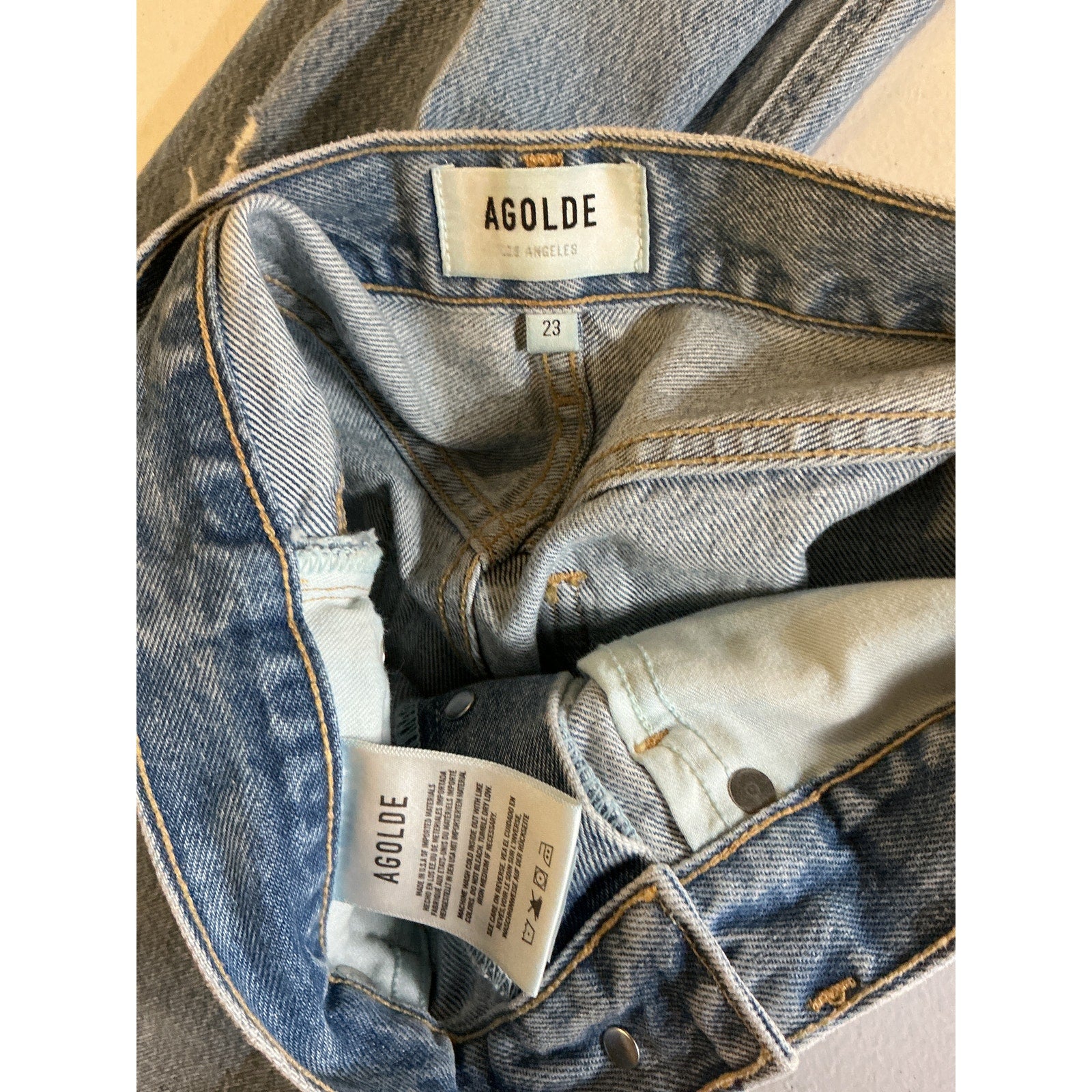 Agolde 90'S Blue Cotton Mid Rise Loose Fit Denim Jeans Size 23