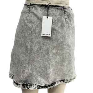 Retrofête Ruched Light Acid Grey Willa Skirt Size L NWT