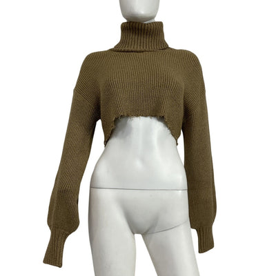 L'Academie Ribbed Tan Lucia Turtleneck Sweater Size XS