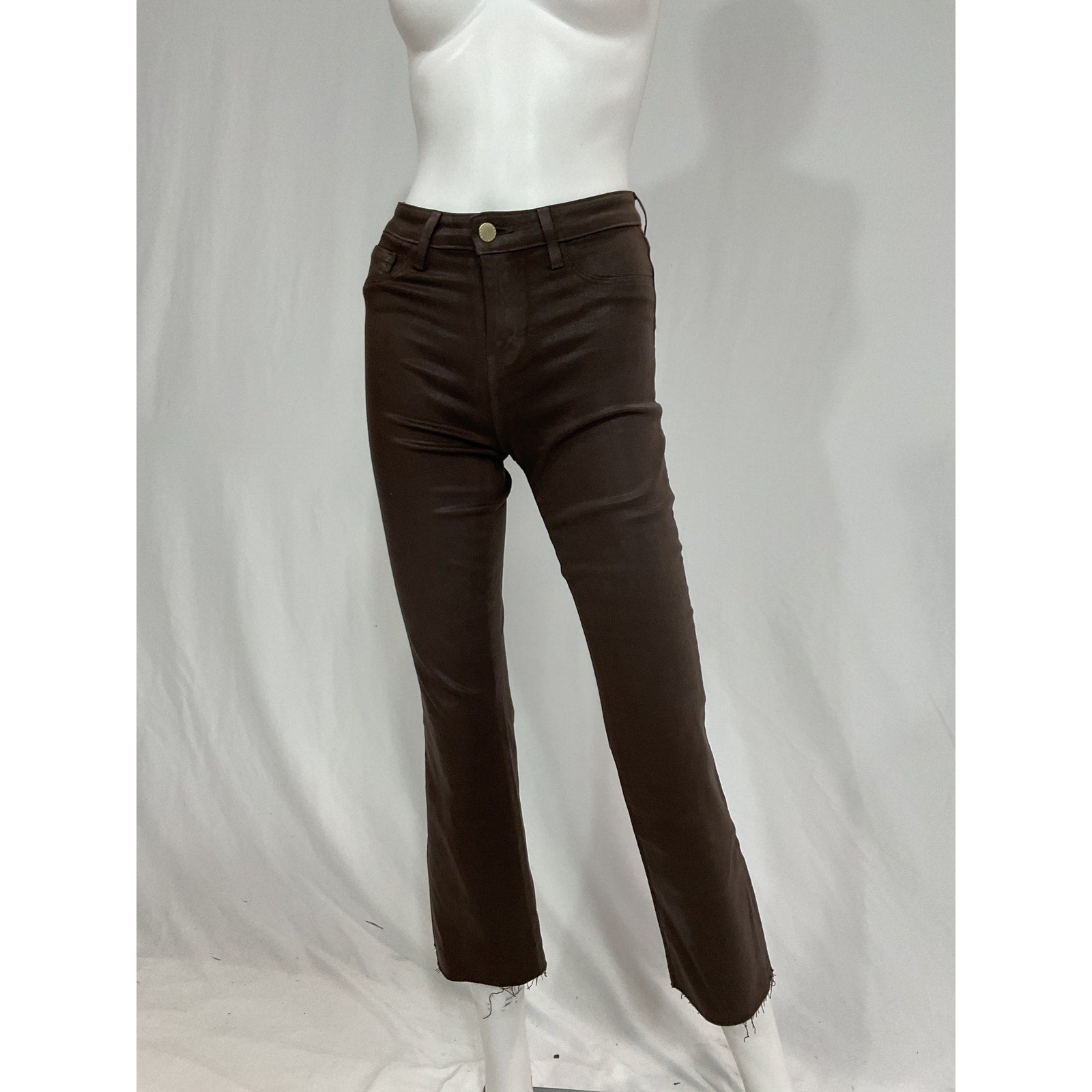 L'Agence 'Kendra' Brown Coated Denim Jean Size 24