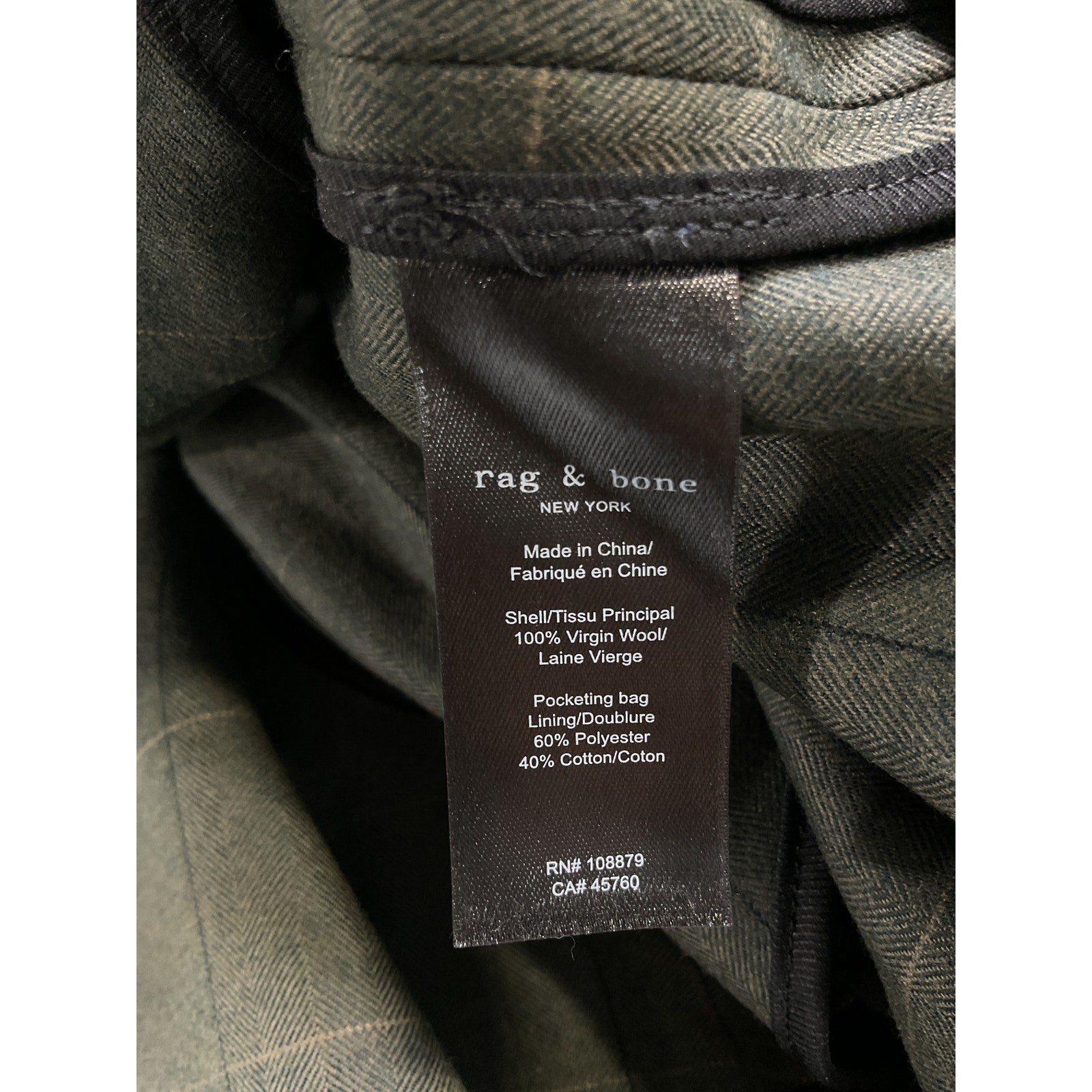 Rag & Bone 'Herringbone' Green Knit Wool Blazer Size 6
