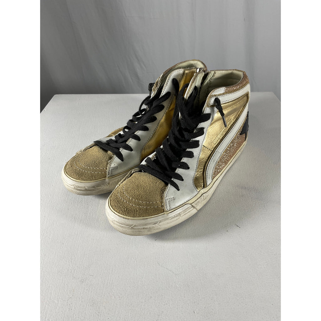 Neiman Marcus Golden Goose Gold Nmx Glitter And Laminat Sneaker Size 9