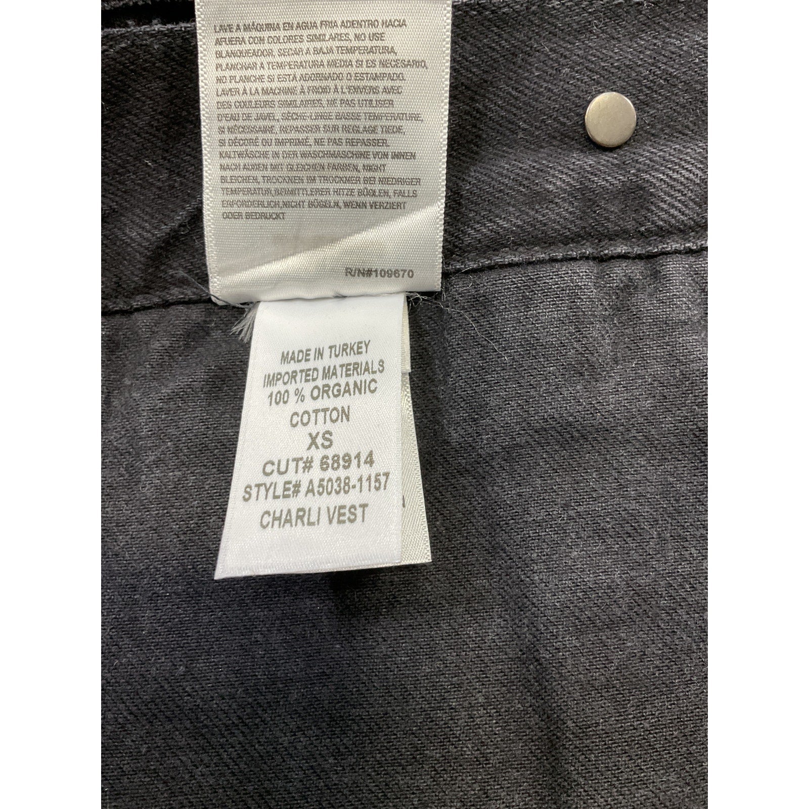 Agolde 'Charli' Black Denim Vest Size XS