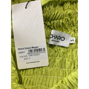 Charo Ruiz Eyelet Lime Punch Megan Mini Dress Size S NWT