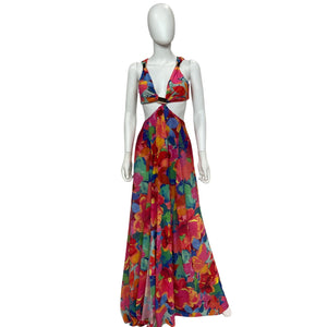 Michael Costello Vibrant Floral Print Daffodil Gown Size S