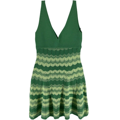 Ramy Brook Chic Green Chevron Stripe Knit Dress Size XS