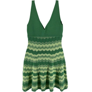 Ramy Brook Chic Green Chevron Stripe Knit Dress Size XS