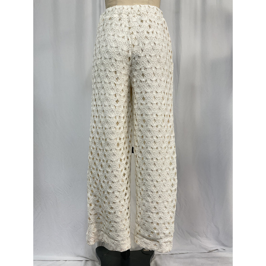 Line & Dot 'Bowen' Cream Polyester Crocheted Pants Size M - NWT