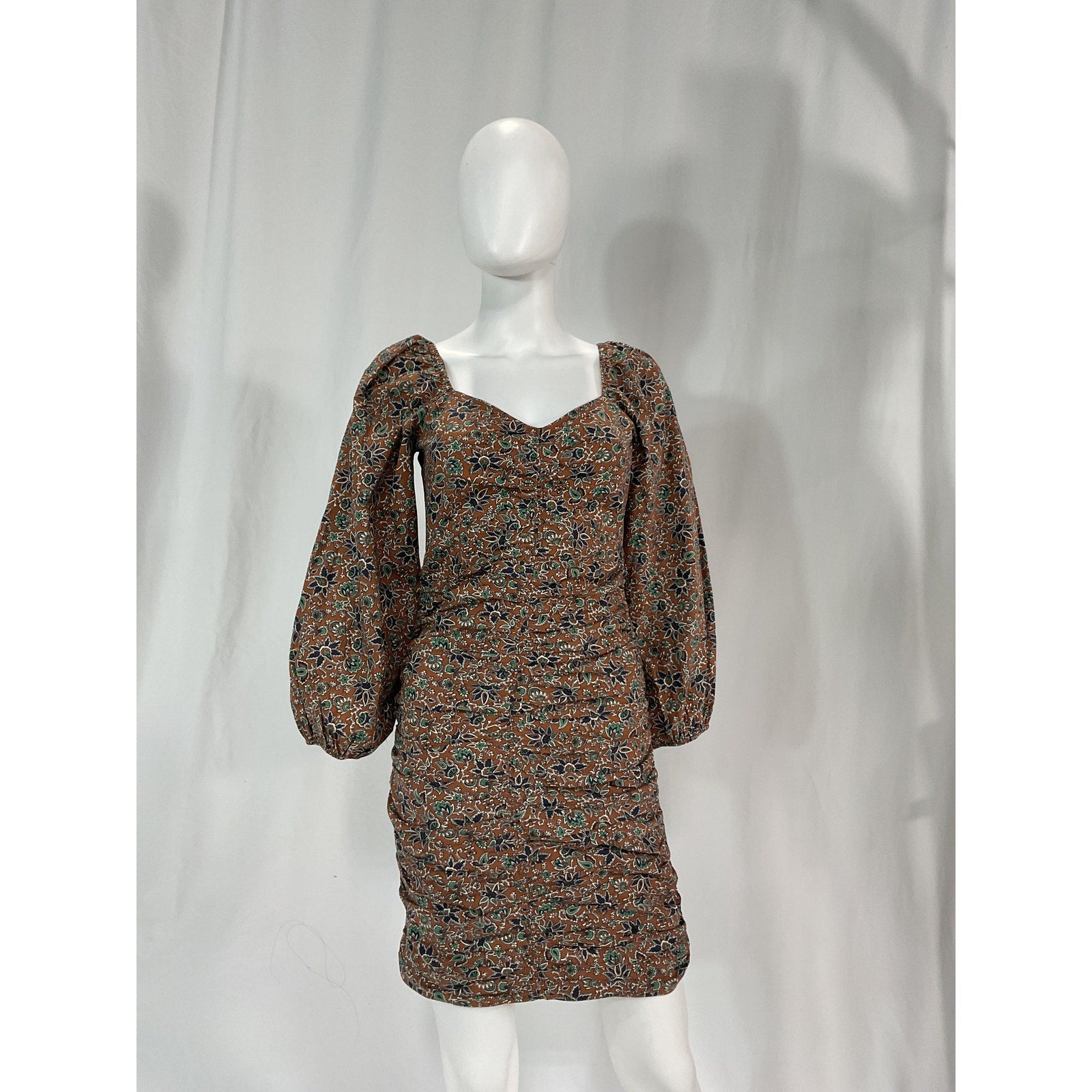 Veronica Beard 'Nadi' Red Ruched Floral Print Cotton Mini Dress Size 4