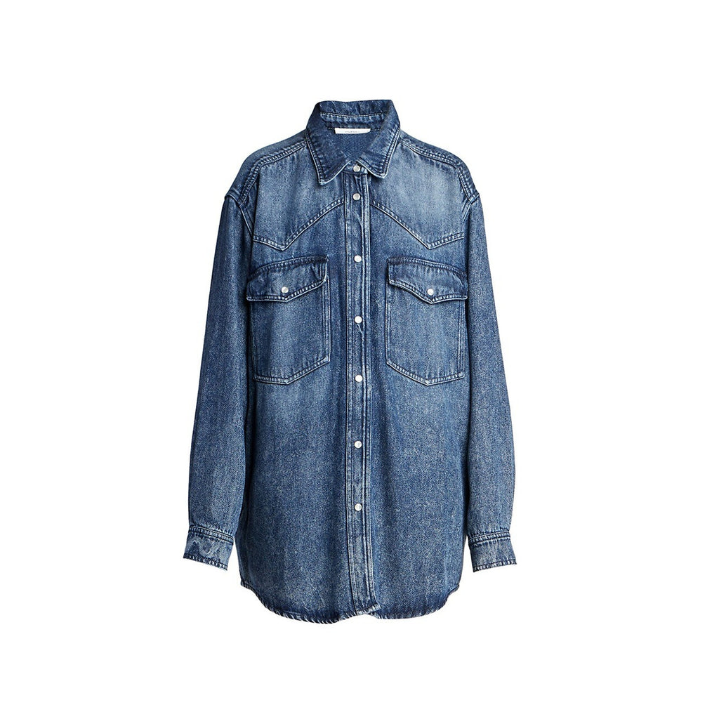Isabel Marant �toile 'Taniami' Blue Cotton Oversized Denim Shirt Size 40