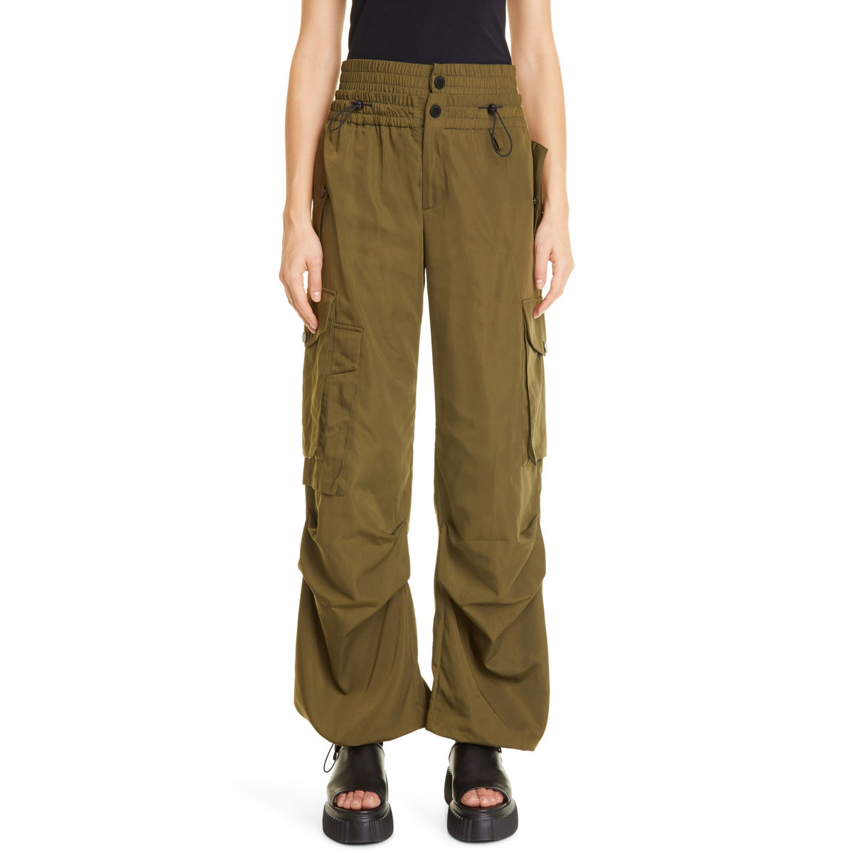 Monse 'Cargo' Green Parachute Pants Size 10