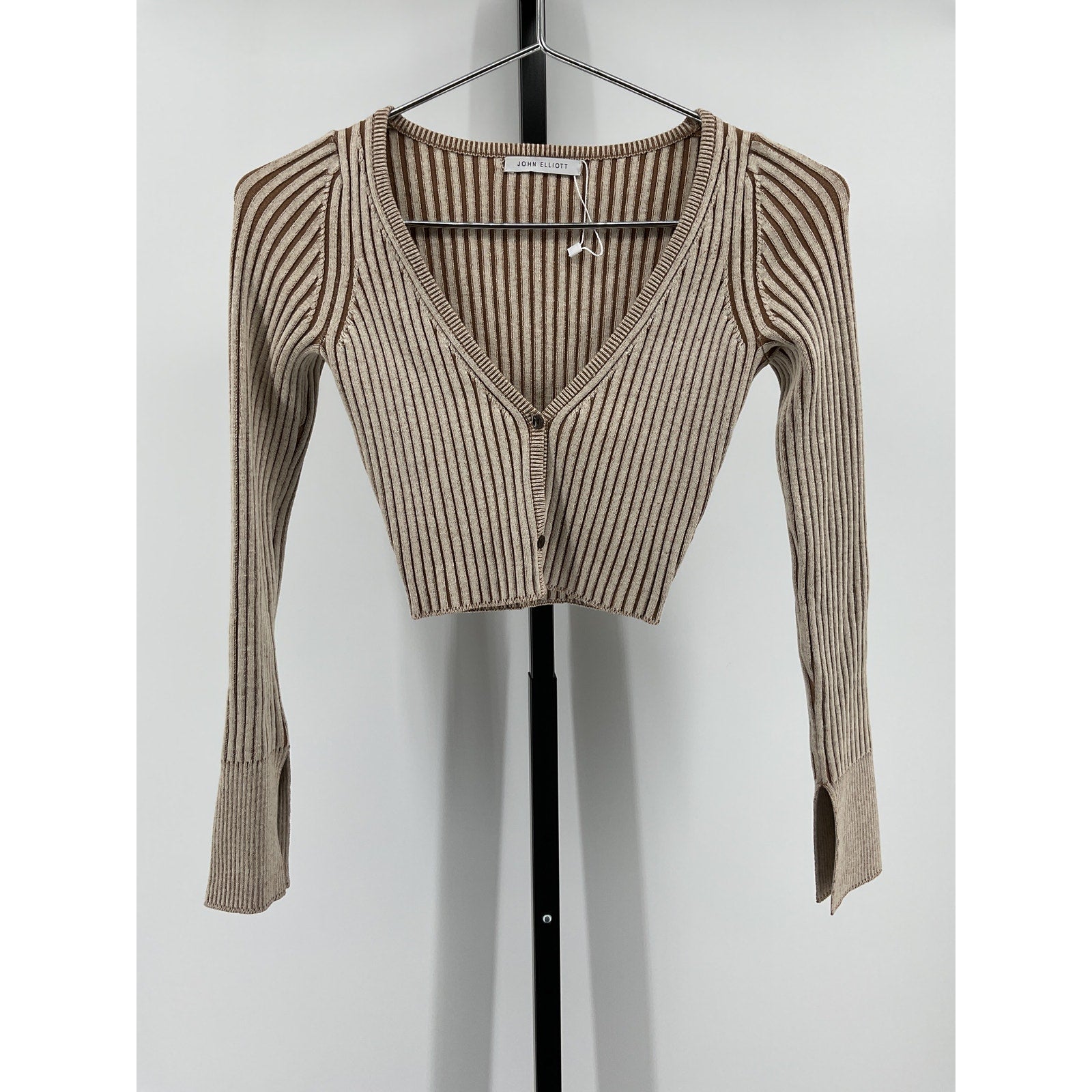 John Elliott Piper Green Silk Rib Cropped Cardigan Size 0 / XS