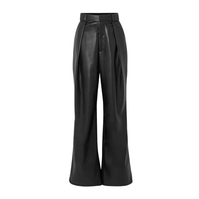 Mother Pleated Faux Leather Straight Leg Black Tunnel Vision Pants Size 24