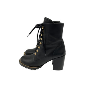 Stuart Weitzman 'Kolbie' Black Leather Block Bootie Size 8.5