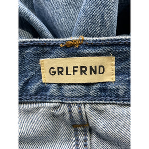 Grlfrnd Distressed Blue Bella Low Rise Boyfriend Denim Jeans Size 25