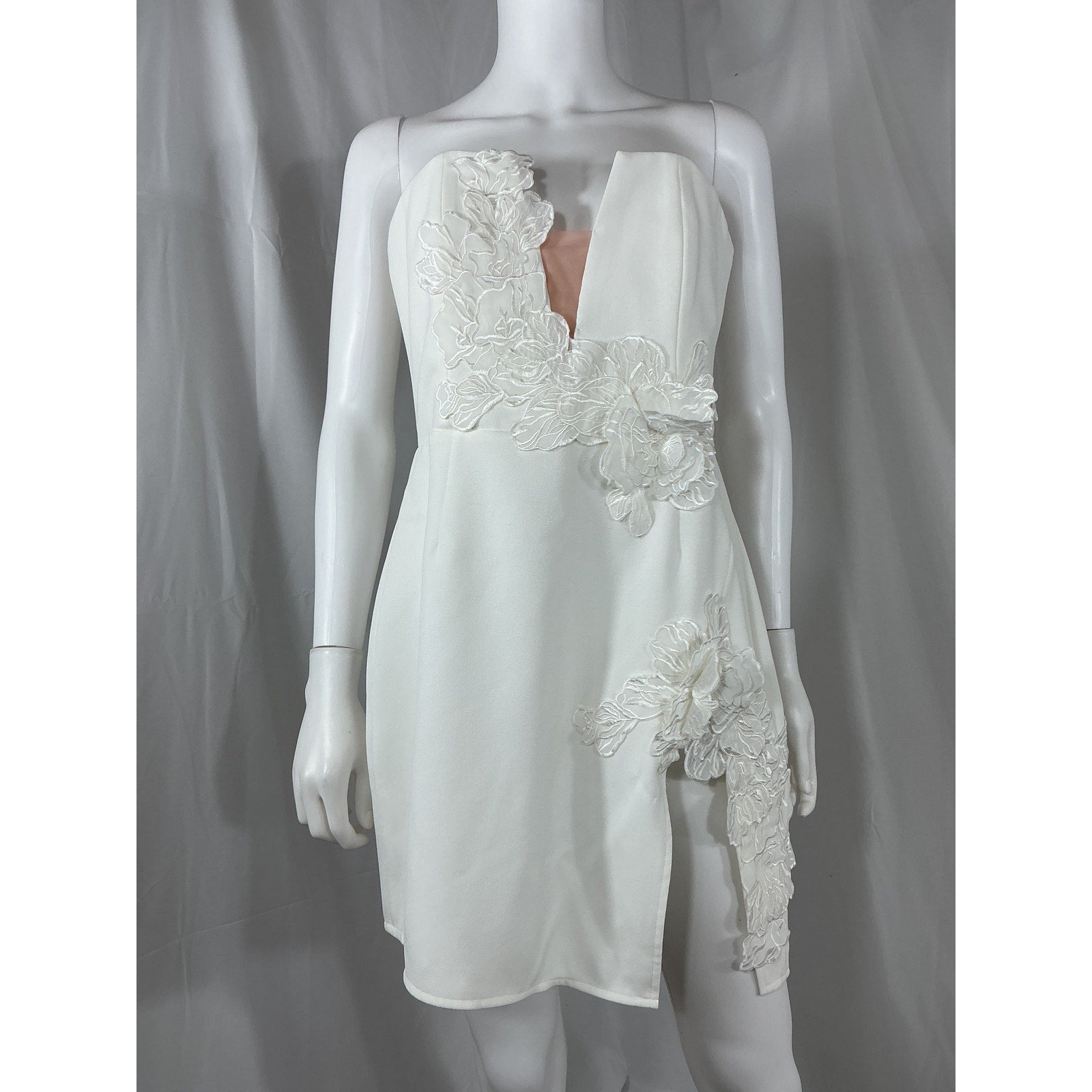 Sau Lee 'Fleur' White Polyester Mini Dress Size 10