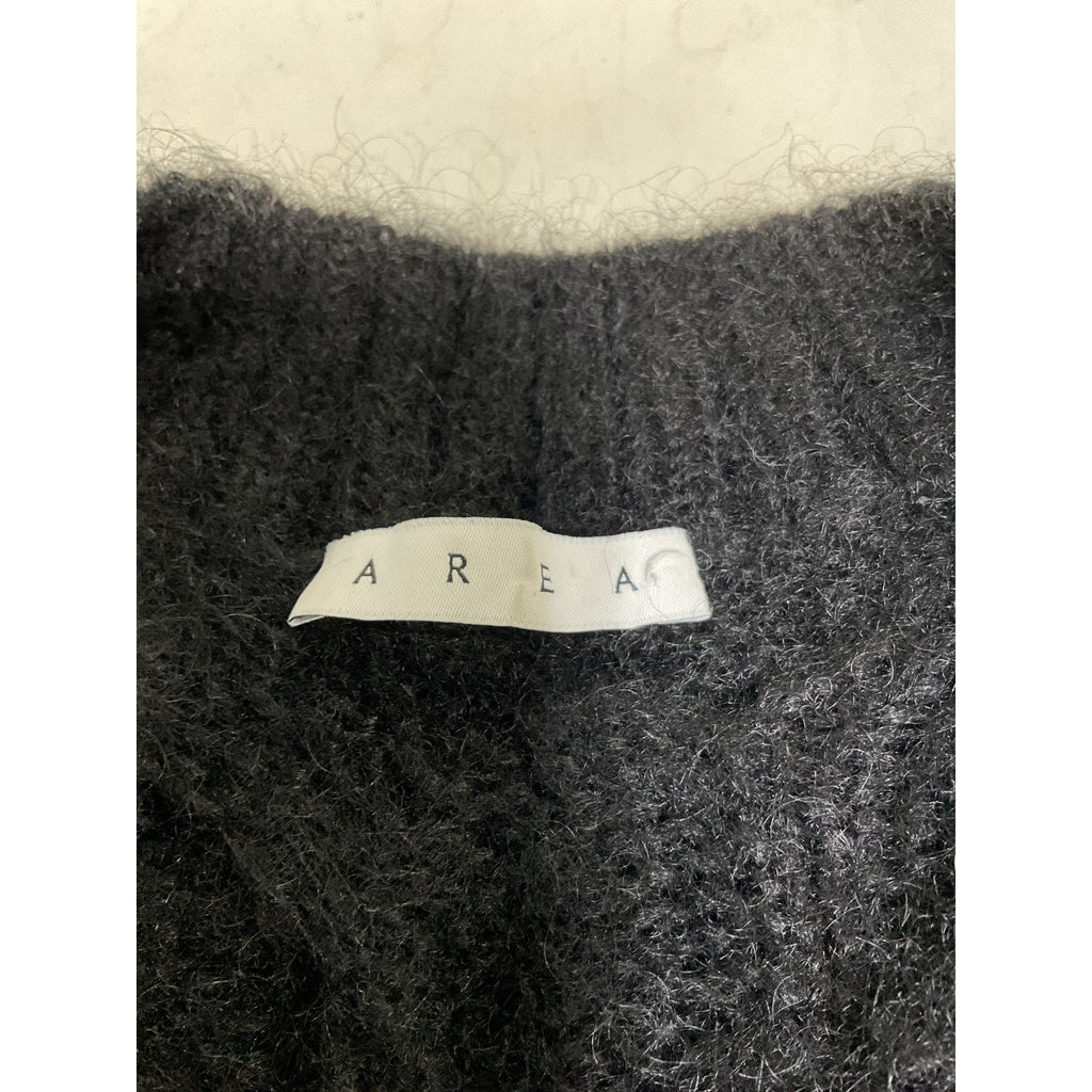 Area 'Distressed' Black Cable Knit Crystal Bow Pullover Size XS
