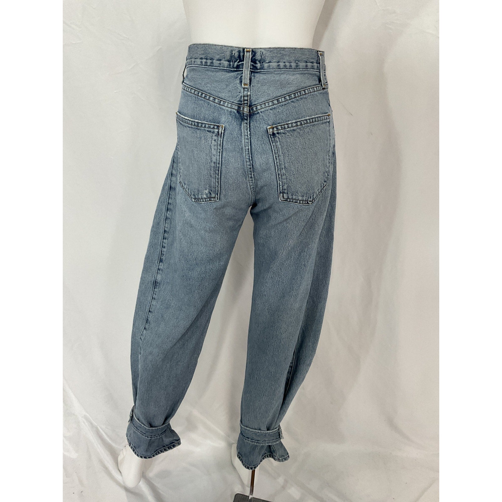 Agolde 'Cleo' Blue Pieced Wide Leg Denim Jean Size 24