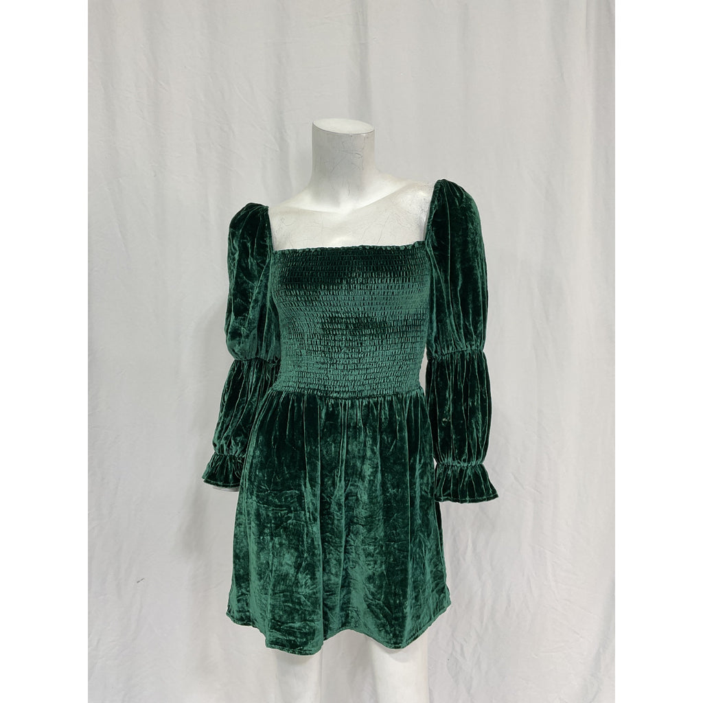 Reformation 'Albi' Green Rayon Velvet Dress Size S