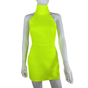 Alex Perry Sleek Neon Yellow Colton Mini Dress Size US 4 / UK 8