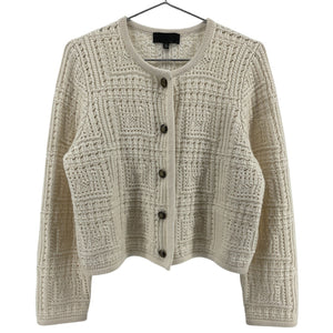 Nili Lotan Textured Ivory Harry Cardigan Size L