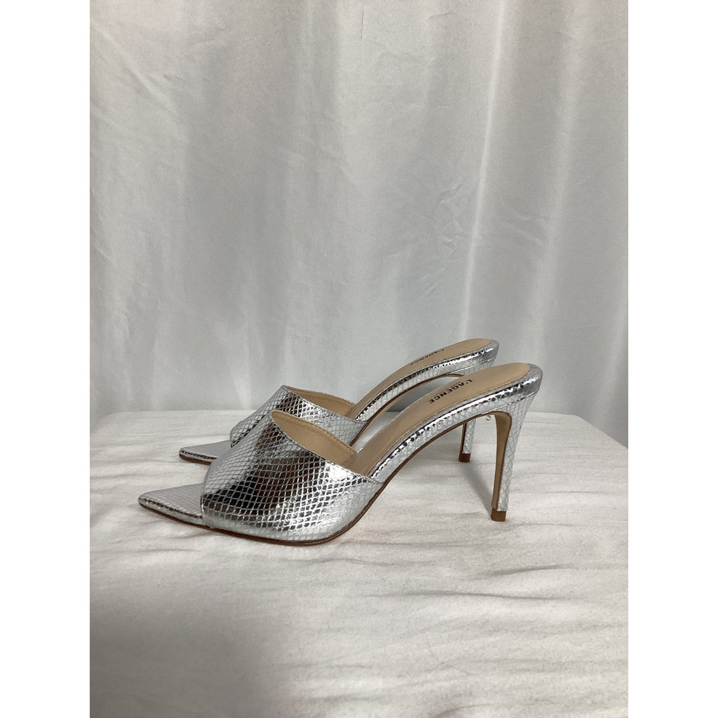 L'Agence 'Lolita' Silver Leather Pointed Toe Sandal Size 9