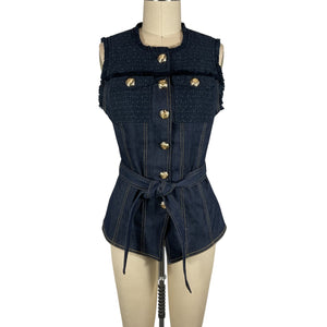 Cinq à Sept Braided Navy Indigo Reenee Vest Size S
