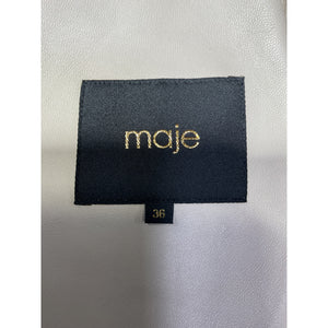 Maje 'Buckle-Front' White Shearling Coat Size 36